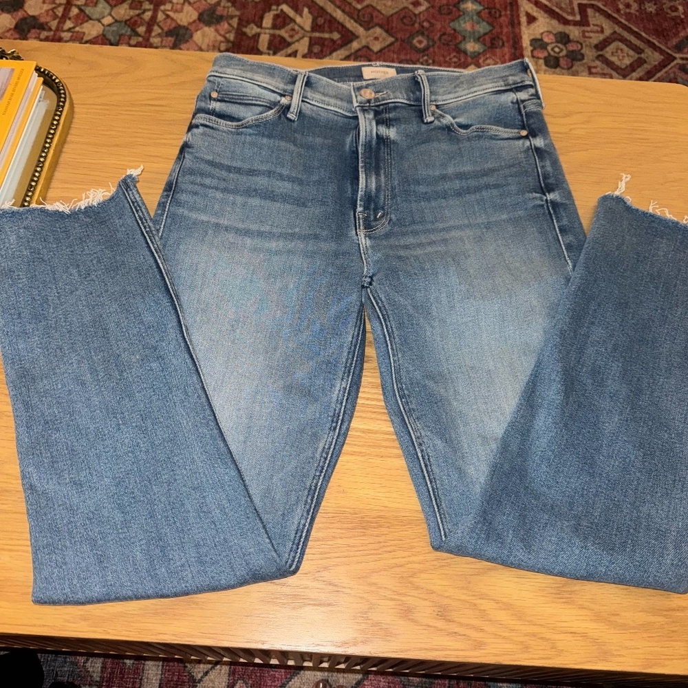 MOTHER Mid Rise Dazzler Ankle Fray Jeans, Riding The Cliffside